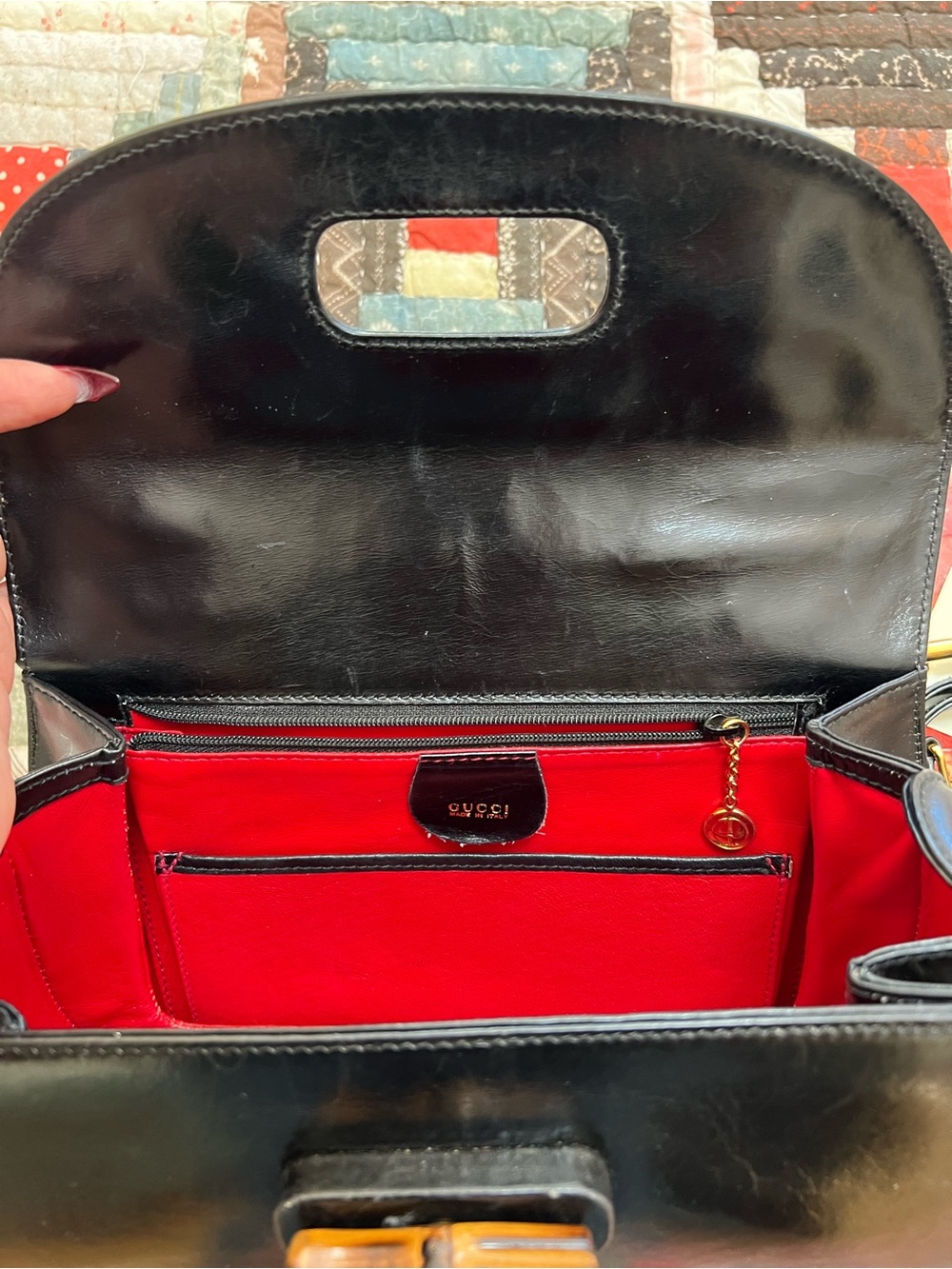 Gucci Black Leather Bamboo Top Handle - Picture 7 of 12